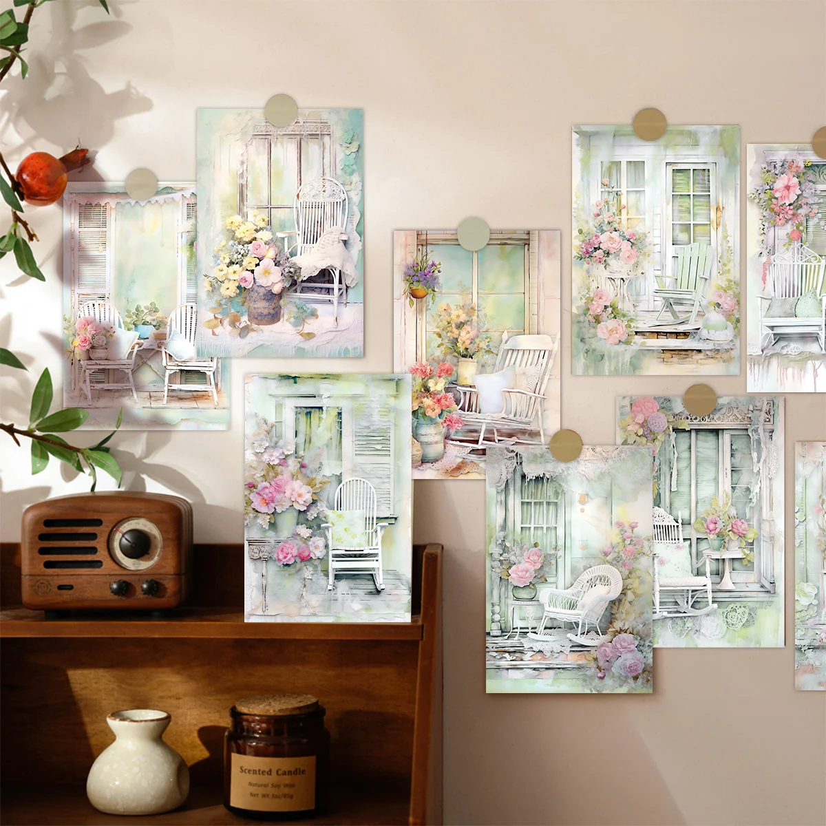 20pcs Vintage Floral Wall Collage Cards With Sticker,Romantic Botanical Design,For Home Gallery Wall Decor,Valentine's Day Cards