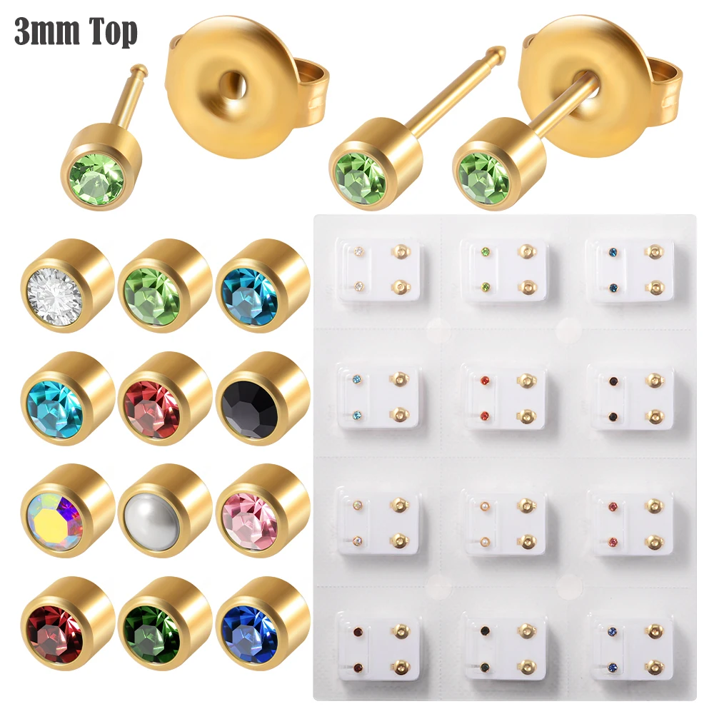Dreamlee Surgical Steel Tragus Cartilage Ear Studs 3 & 4 mm CZ 3