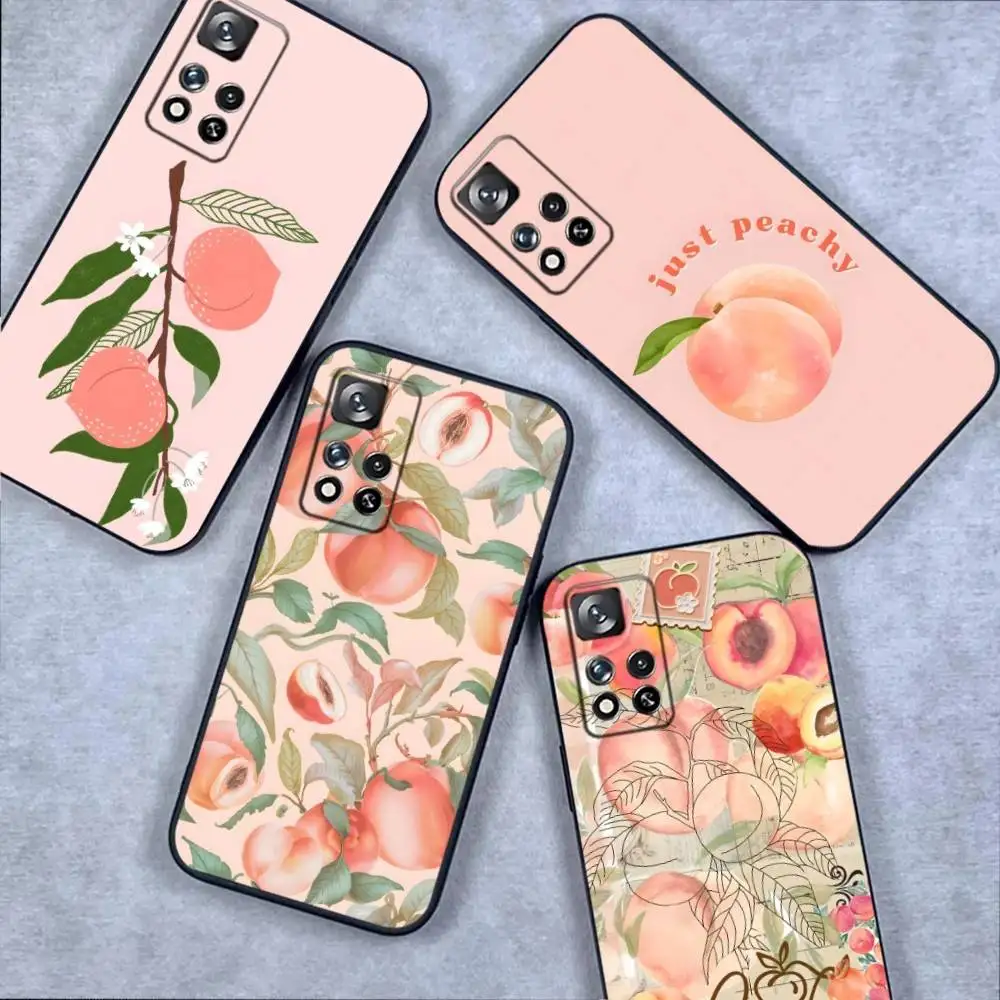 

Peach Peachy Cute Phone Case For Samsung S 25,24,23,22,30,21,10,9,Ultra,Plus,Lite,FE,4,5G Black Soft Case