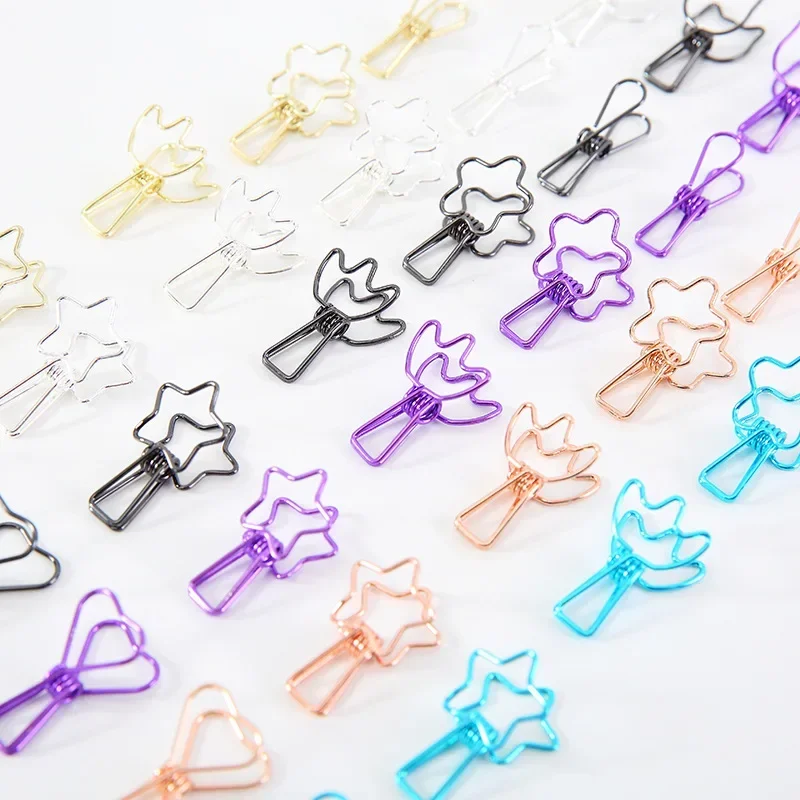 Imagem -04 - Mini Delicate Metal Clips Coração Estrela Gato Urso Estilo Clamp Arquivo de Papel Clipe Organizador Escola Material de Escritório Criativo Pcs