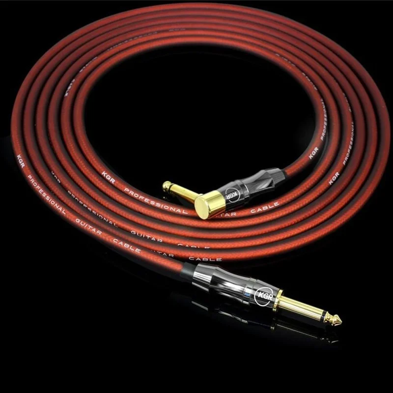 KGR 20AWG Electric Guitar Bass Audio Cable Connector Straight To Right Angle Plug Instrument Noise Reduction Shield Guitar Cable