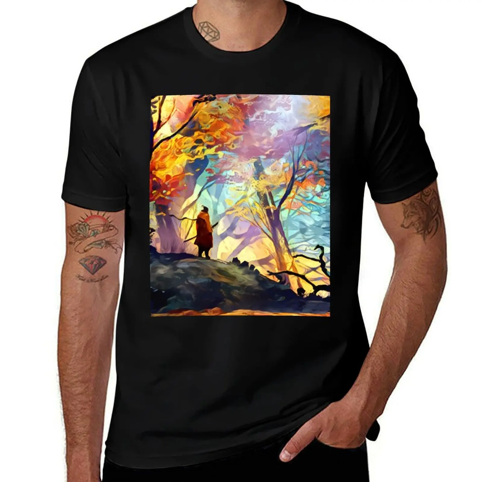 

A Wolf in the Colorful Forest T-Shirt t shirt personalised t shirts for man graphic funny cotton t shirt pack T-shirt