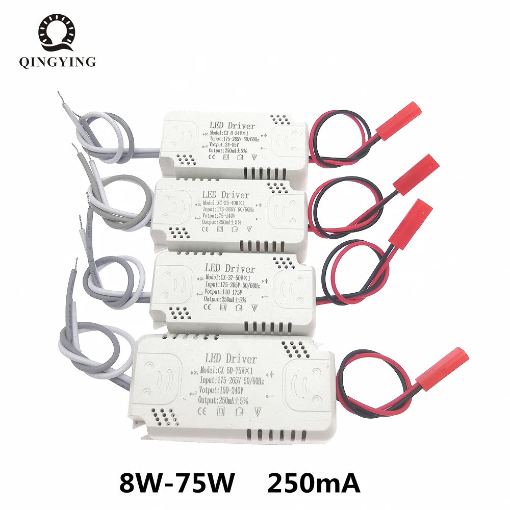 5-10pcs 250mA LED Power Driver 8-24x1W 25-40x1W 37-50x1W 50-75x1W 220V Lighting Transformers For Flexible Tape & Chandeliers