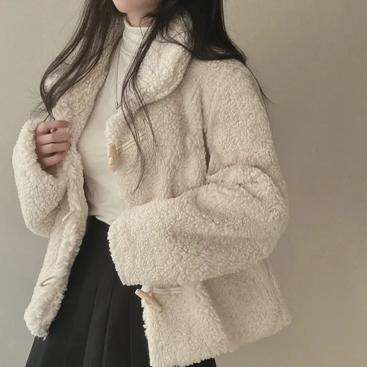 معطف نسائي أنيق كوري Sle Thiened من القطن بياقة قلابة فضفاض مناسب للخريف والشتاء وصل حديثًا غير رسمي للتنقل Sle #4