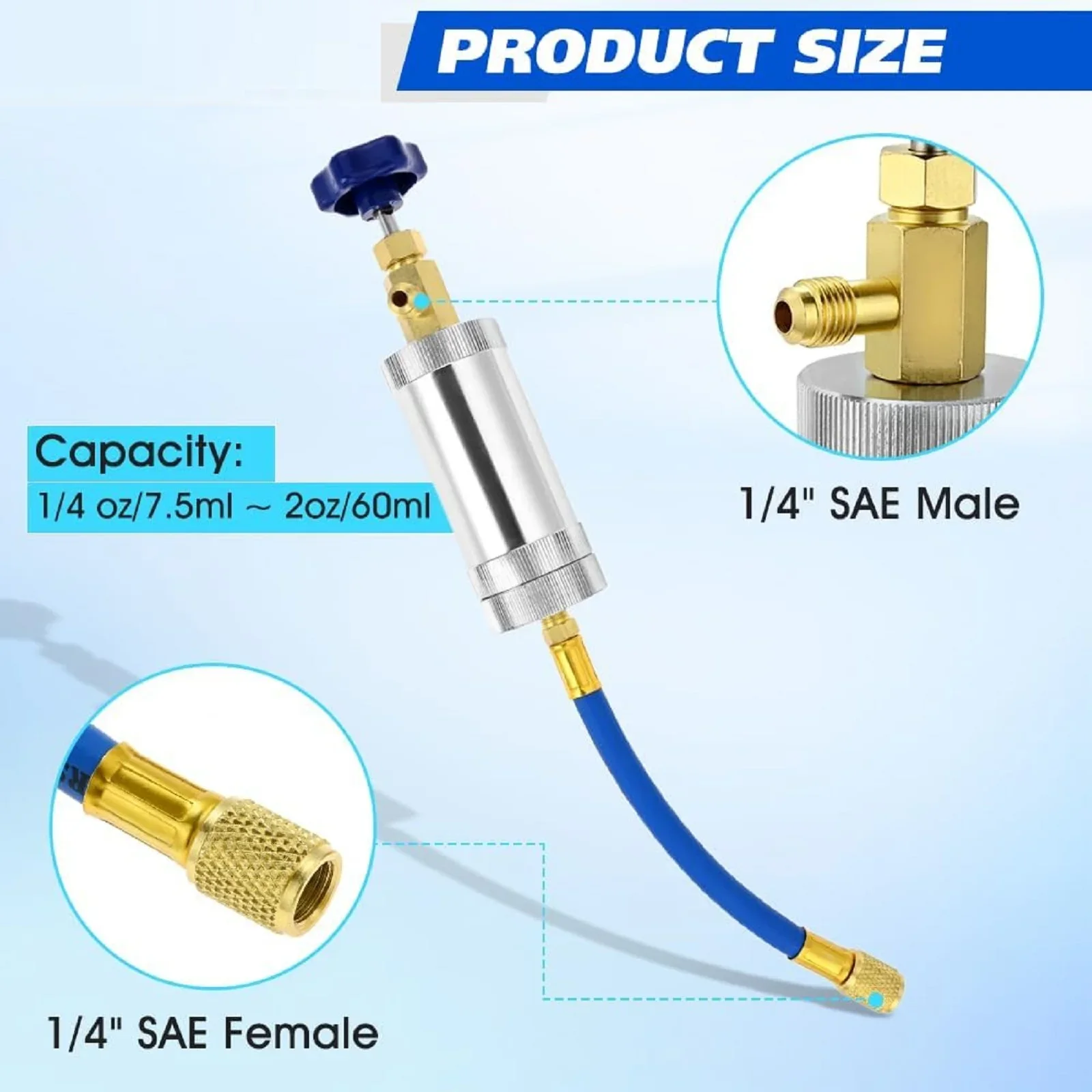 A/C Oil Dye Injector Kit Oil Filling Syringe with 1/4