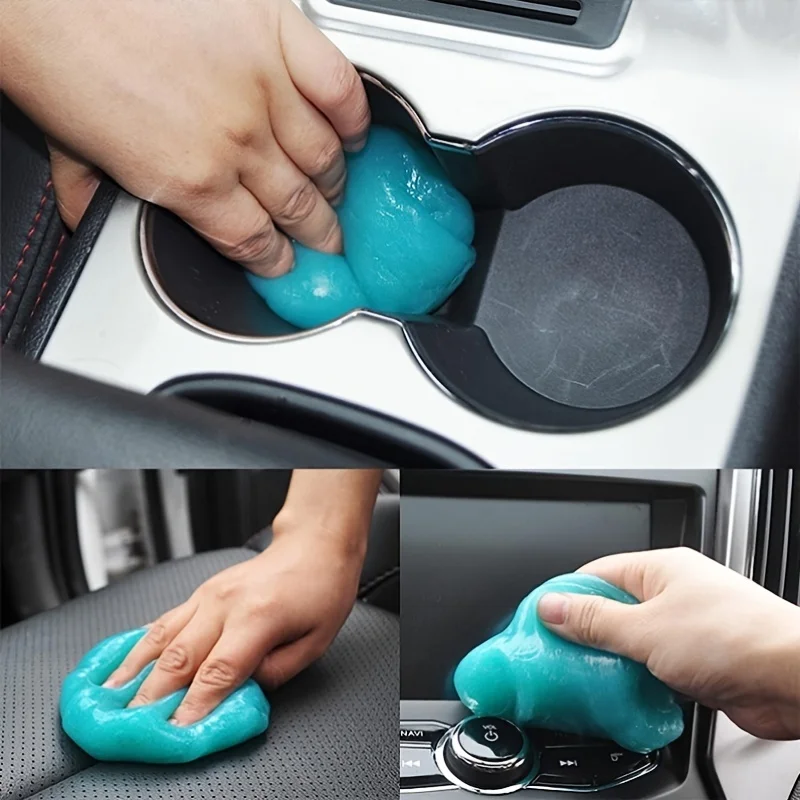 Blue Jelly Glue Cleaning Gum Kit for Car Interior Grime Removal - 70g Durable Soft Rubber Cleaner