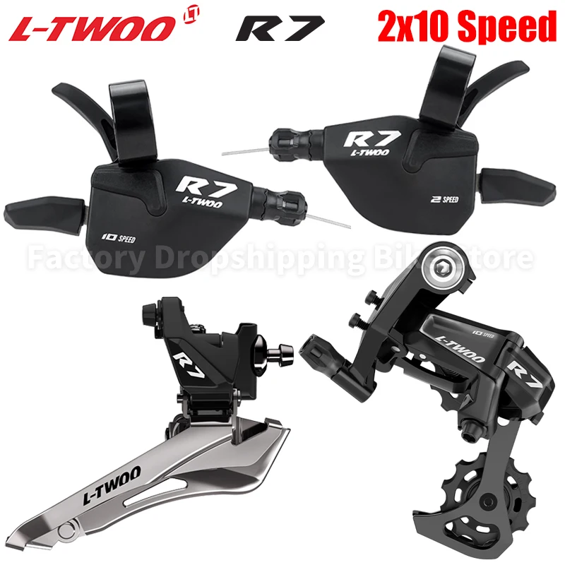 LTWOO R7 2x10 Speed Flat Bar Road Bike Shifters Transmission Kits 28T/32T Rear Derailleur Compatible Shimano Bicycle Accessories