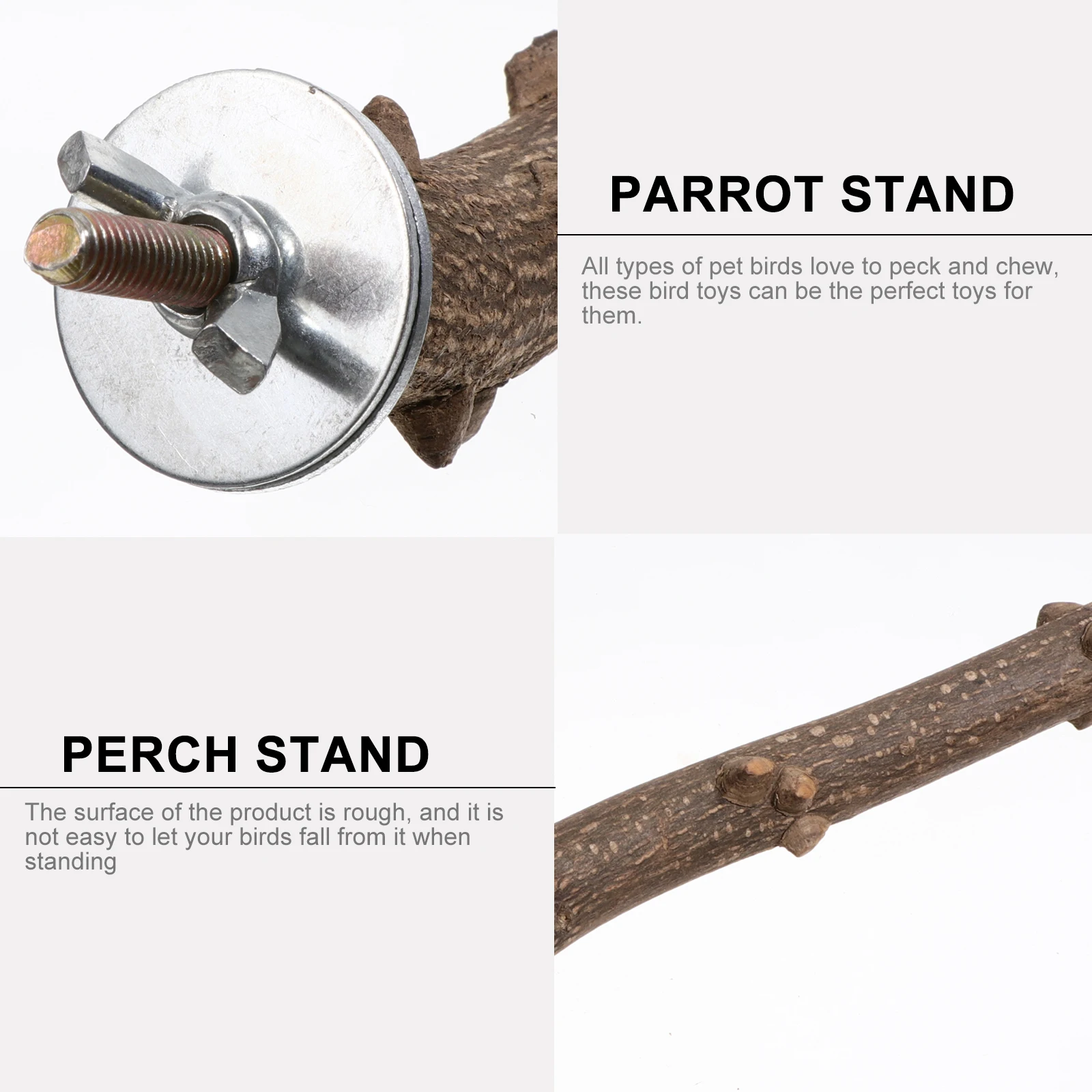 

2pcs Bird Perch Natural Wood Parrot Stand Chewable Cage Rough Surface Durable Safe Exercise For Feet Legs All Pet Birds Play