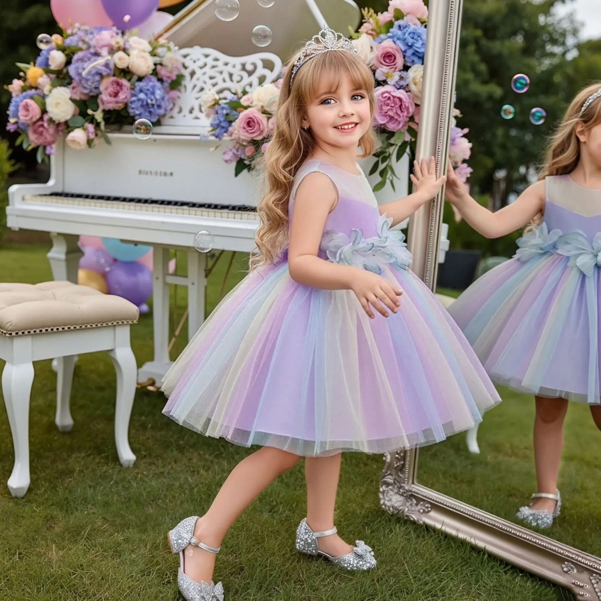 

Colorful Flower Girl Princess Dress Children Carnival Outfits Elegant Wedding Birthday Dress Festive Formal Girls Party Dresses