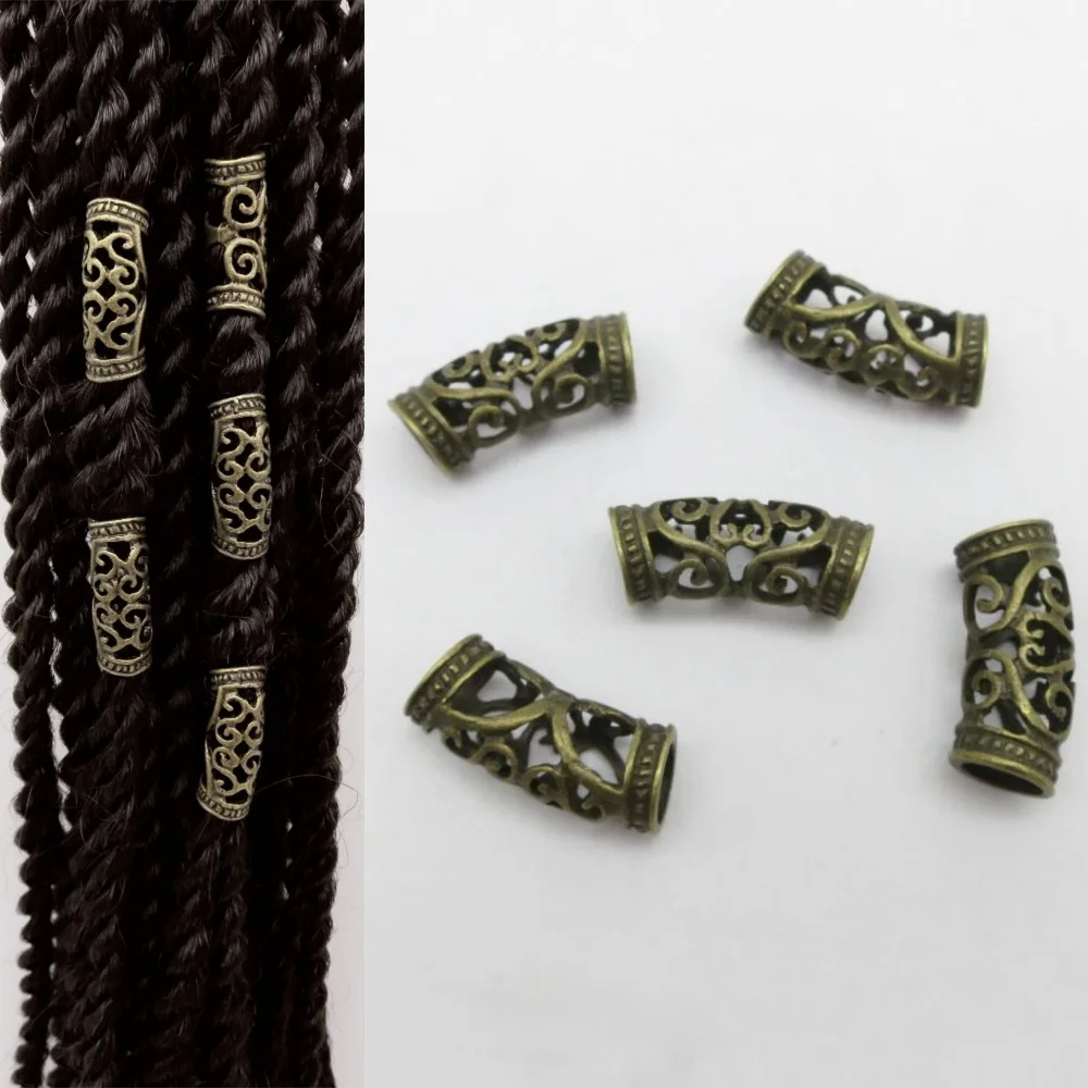 

5pcs African Hair Braid Tube Metal Hollow Hair Dread Bead Dreadlock beard beads Cuffs Jewelry Decoration Accessories