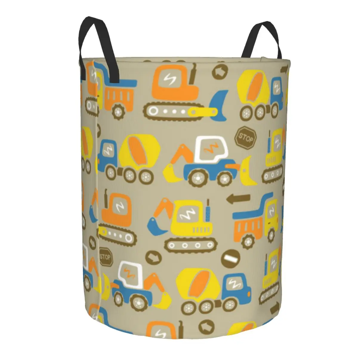 Cartoon Construction Car Elements Laundry Basket Folding Dirty Clothes Toys Storage Bucket Household