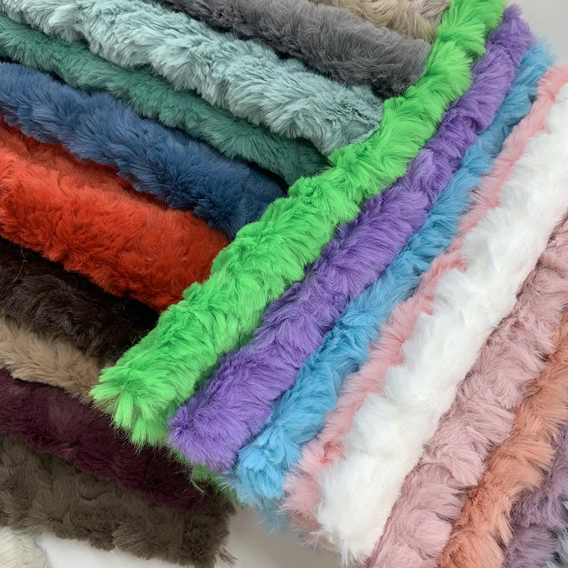 ZYFMPTEX Artificial Rabbit Hair Embossed Fabric 160x100cm Plush Mink Leather Fabric Non Elastic DIY Sewing Fur Polyester Fiber