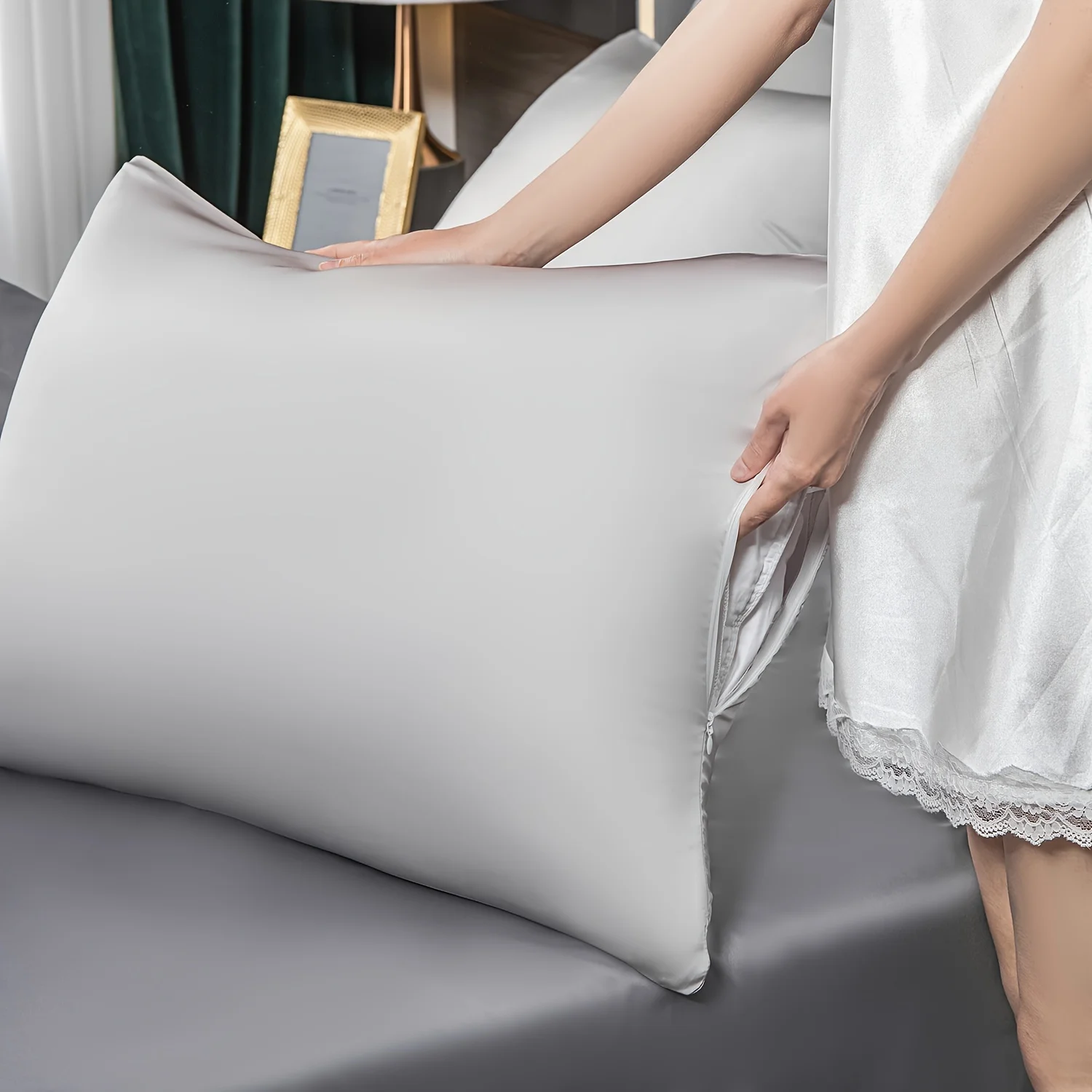 2pcs of Mulberry Silk Pillowcases Cool Silk Pillow Covers  Featuring a Zipper Closure  a Delicate Gift for Women