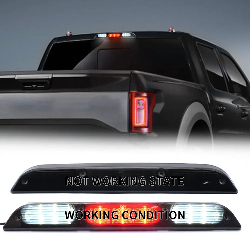 Smoke 3rd Tail Stop Cargo Light for Ford 2015-2017 F150 Black LED Third Brake Rear