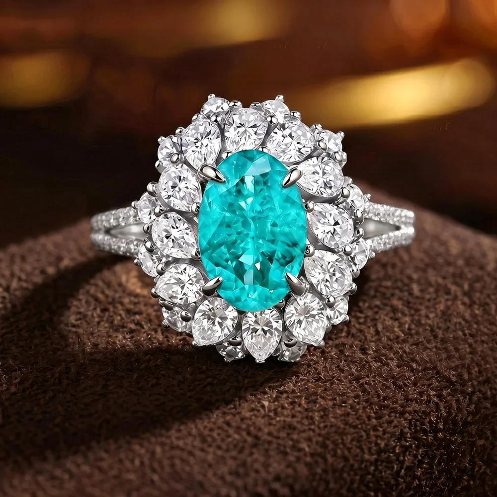 MINWEEN 2026 New Luxury 5ct Lab Paraiba Ring Women's Jewelry  Engagement Ring 925 Sterling Silver Jewelry