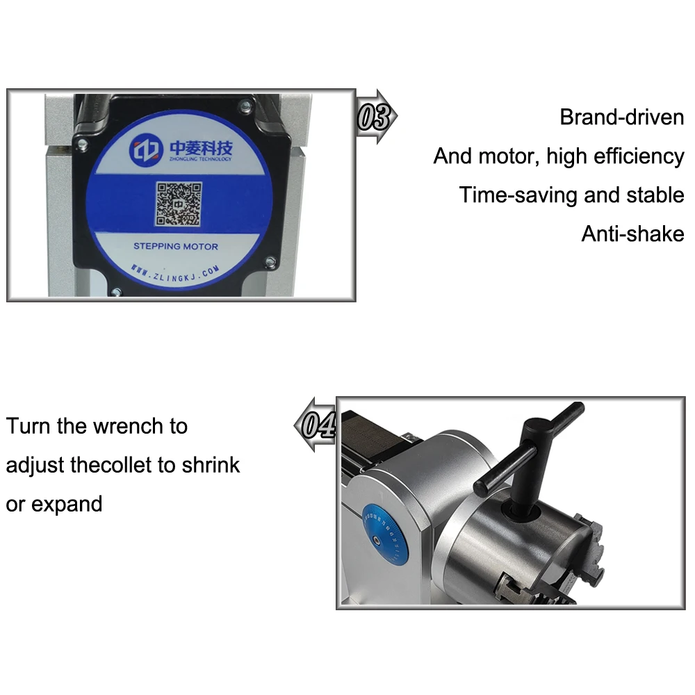 Imagem -05 - Dispositivo de Fixação Giratória Hunst Diâmetro Máximo 80 mm Três Chuck Plus Dm5042 Driver para uv Co2 e Máquina de Marcação a Laser de Fibra