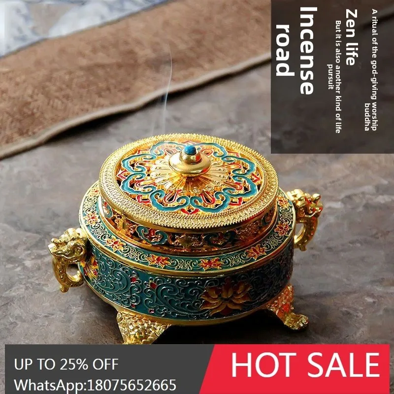 

SGF Alloy Incense Burner Eight Auspicious Incense Burner Living Room Buddhist Supplies Tea Ceremony Ornament
