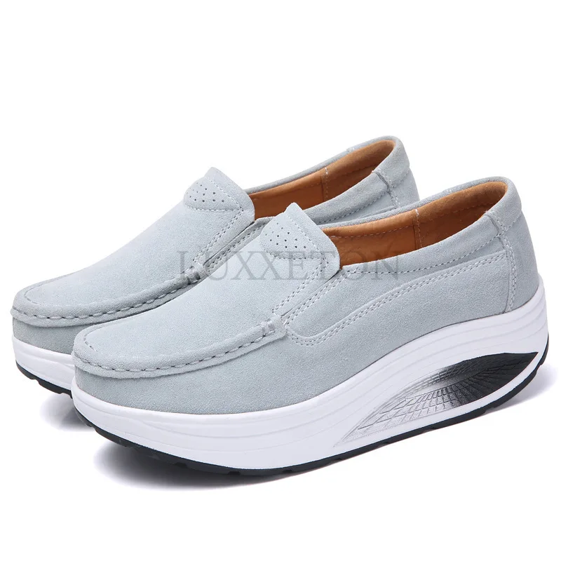 Canvas Thick Soled Sloping Heel Round Toe Sponge Cake Shoes for Women Casual Comfort Breathability Increased Height Rocking Shoe