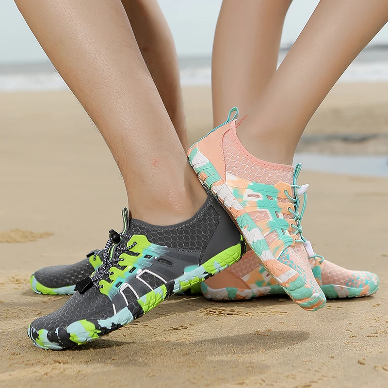 Men Women Water Shoes Upstream Wading Swimming Barefoot Five Fingers Aqua Shoes Colorful Beach Seaside Light Unisex Sneakers New