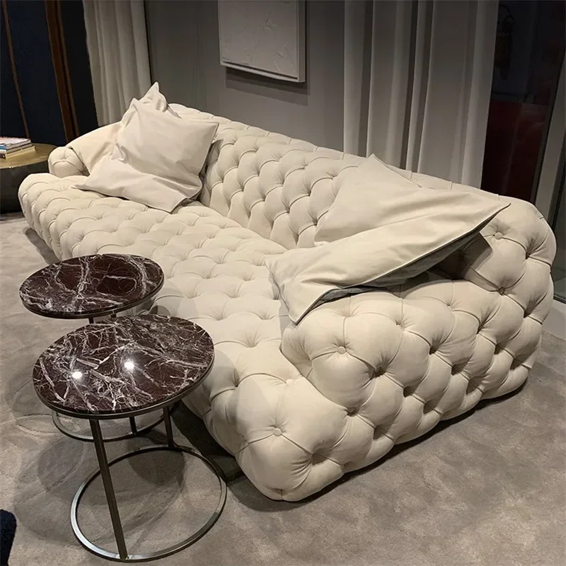

Light luxury living room leisure technology cloth flannel full pull buckle sofa