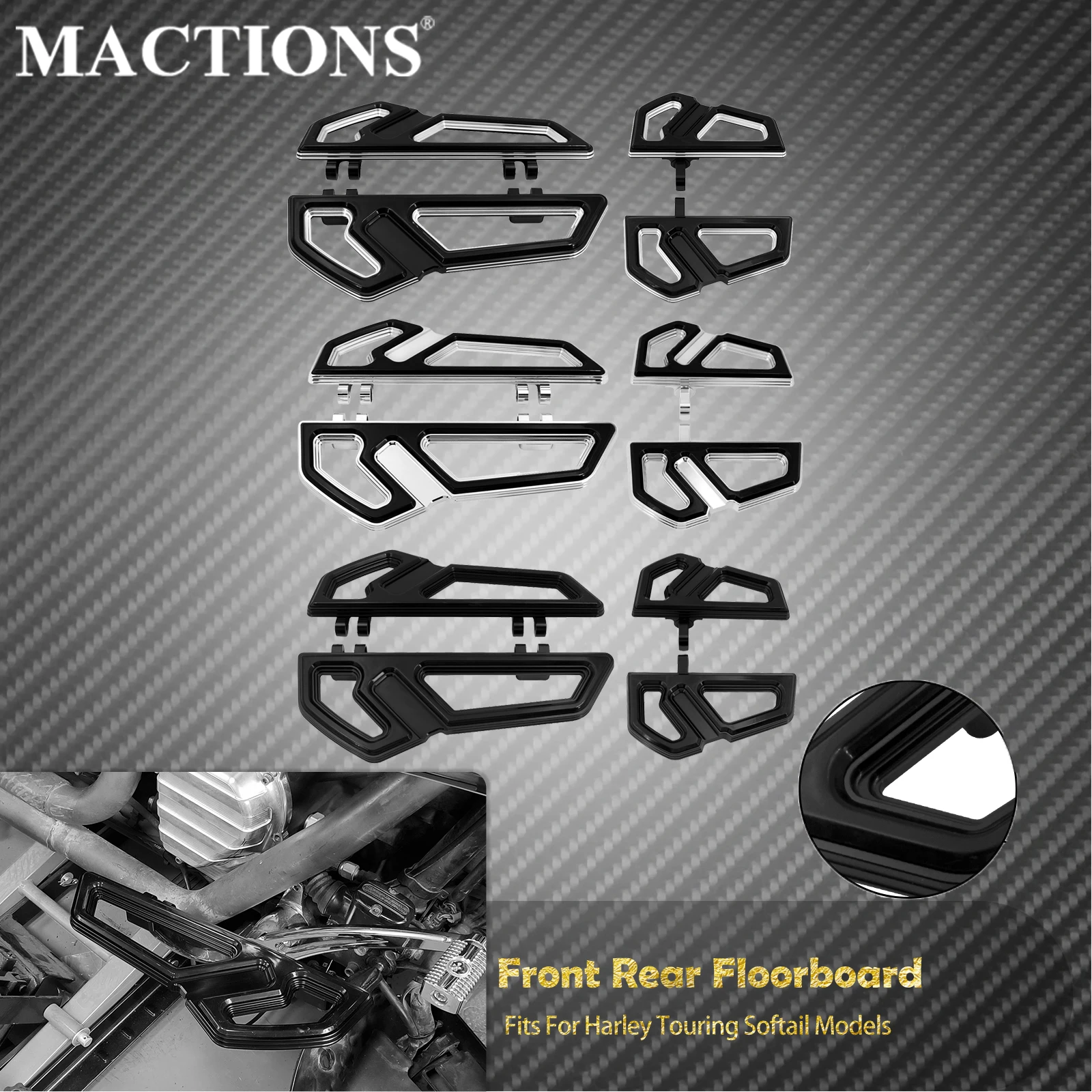Driver Passenger Footpegs Floorboard Front Rear Footboard Footrest Pedal For Harley Touring Softail Electra Street Glide Fat Boy