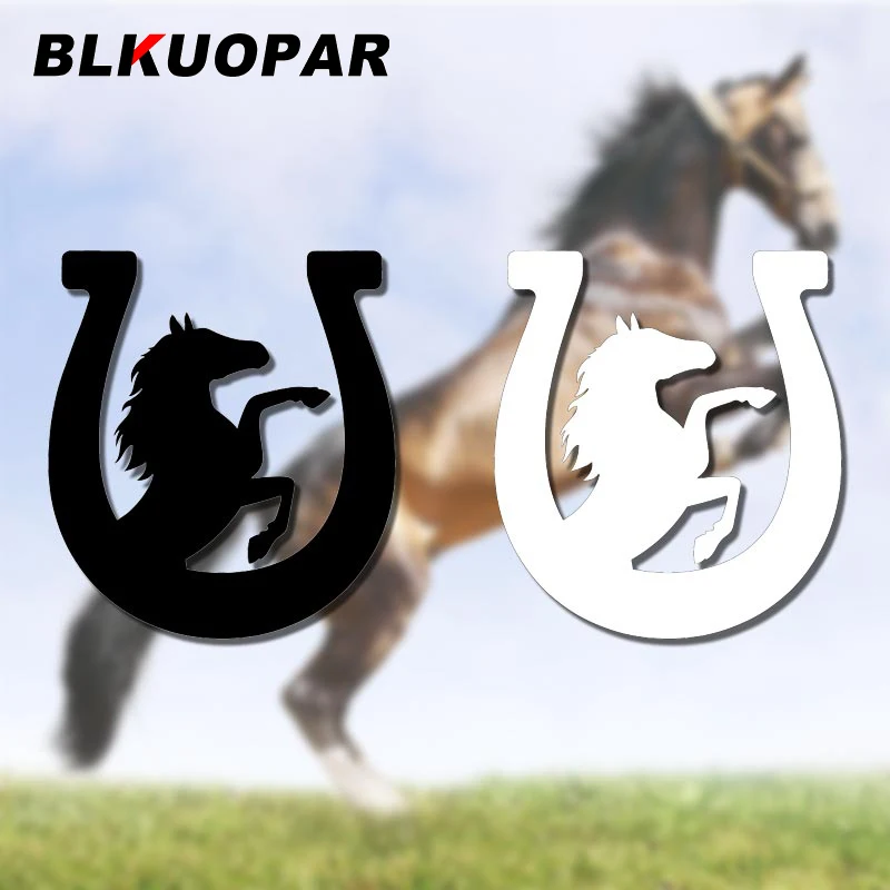 

BLKUOPAR Horse Mane Horseshoe Animal Silhouette Car Stickers Personality Decal Windows Trunk Caravan Laptop Car Door Protector