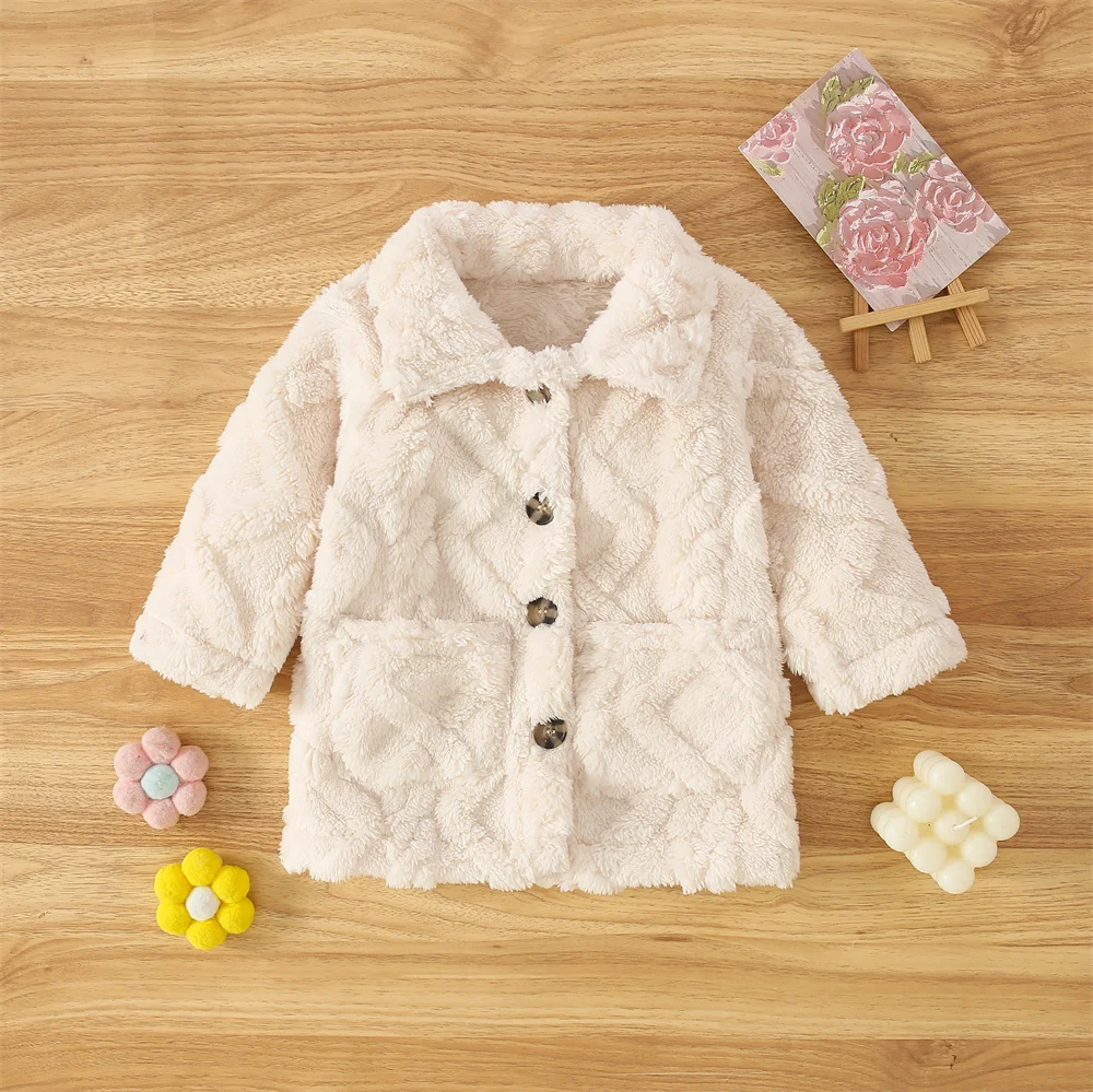 Baby Girl Jacket, Autumn And Winter Solid Color Cute Girl Furry Jacket, Cute And Sweet Children\'S Jacket Jacket, Top