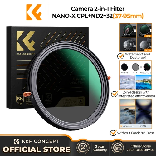 K & F Concept ND2-ND32 ND CPL lente de filtro filtro polarizador Circular ajustable 2 en 1 Variable 49mm 52mm 58mm 62mm 67mm 77mm