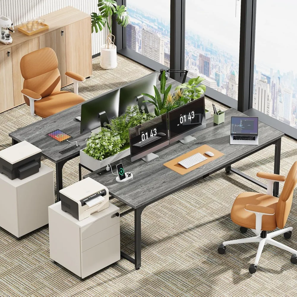 โต๊ะทำงานขนาดใหญ่ 63 x 24 นิ้ว พร้อมพอร์ตไฟและ USB-C ในตัว ความลึกและความหนาที่เพิ่มขึ้น โครงโลหะแข็งแรง ทนทาน