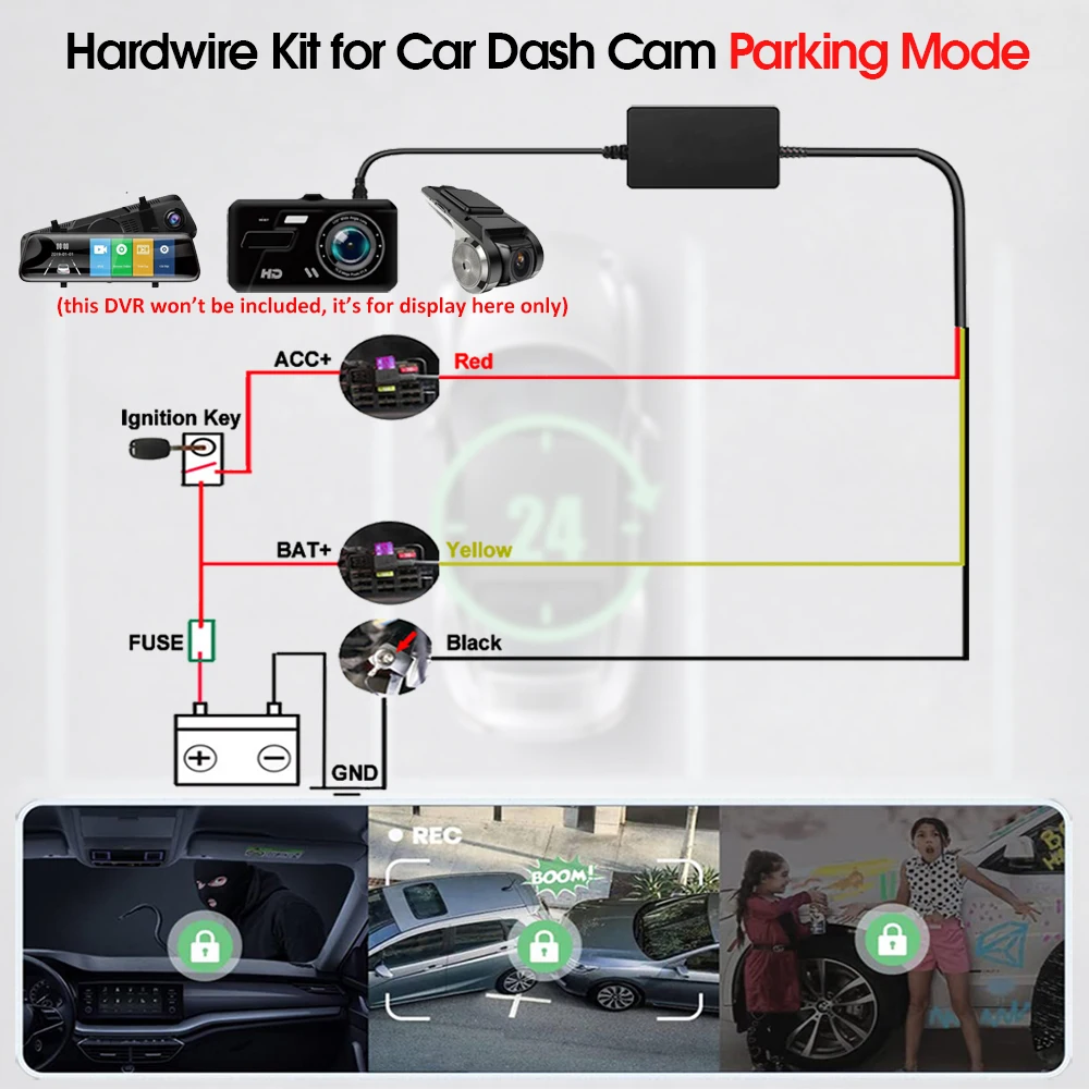 

12V To 5V USB Adapter Charger Cable Buck Line For Dash Cam Car Dashcam Mirror DVR Recorder Parking Mode With Battery Protection