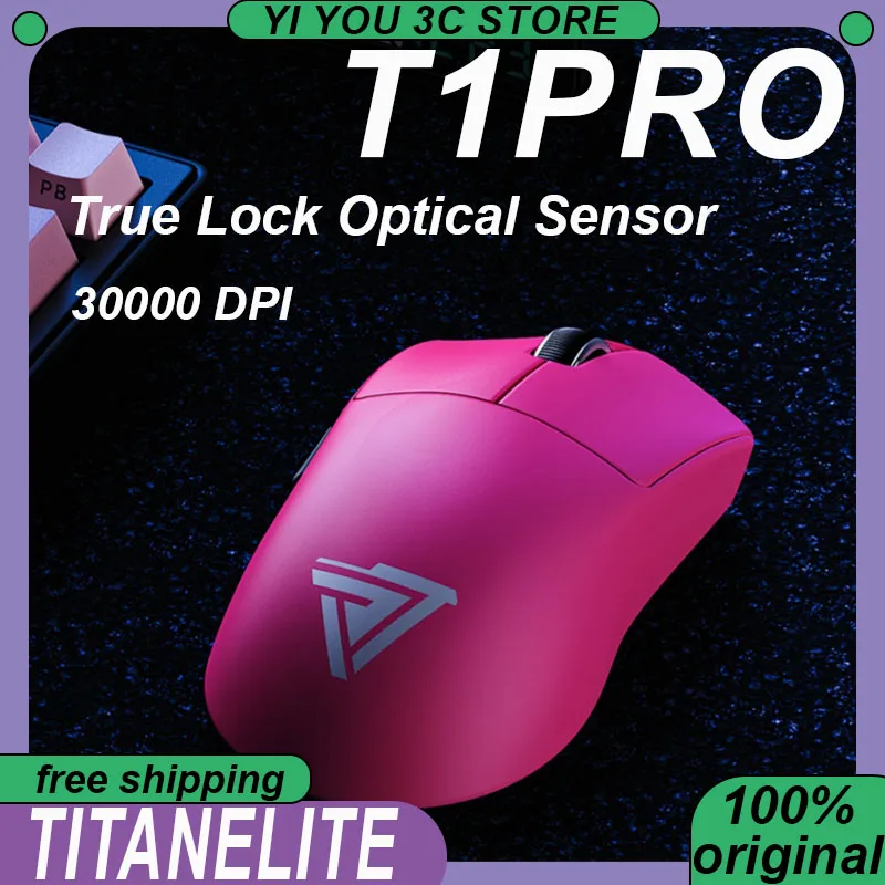 

Titanelite T1Pro Wireless Tri-mode Mouse Lightweight True-Lock Optical Sensor 30000DPI PC Esports Laptop Gaming Mice T1