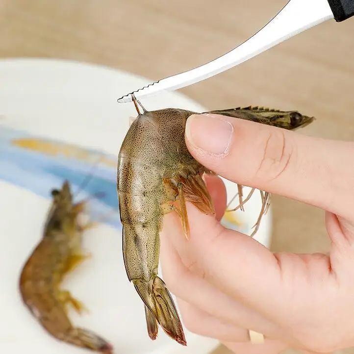 Stainless steel shrimp trimmer, seafood peeling tool, shrimp cleaner and sheller, kitchen gadgets