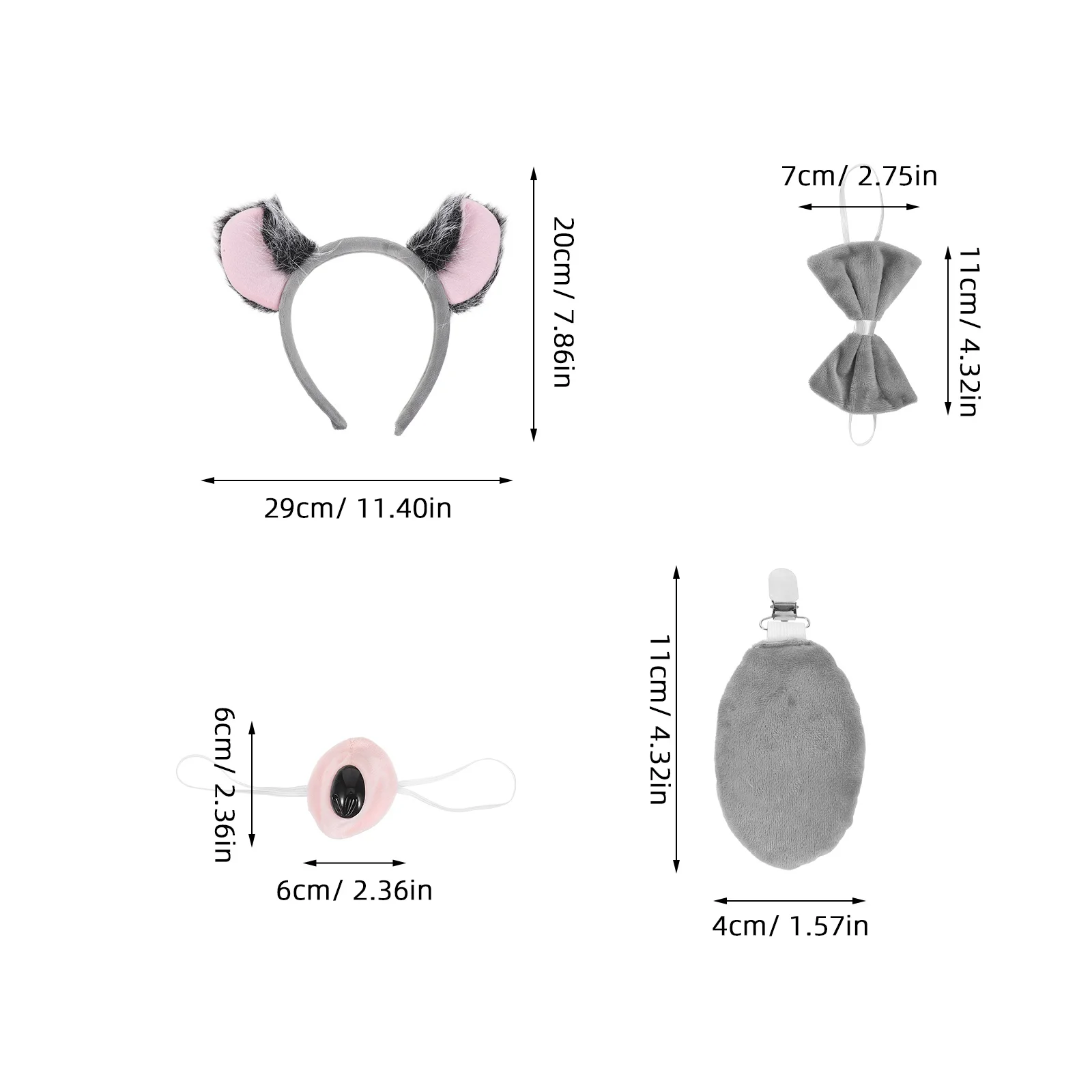 ที่คาดผมหูโคอาล่า 1 ชุด พร้อมหาง โบว์ผูกผม และจมูก อุปกรณ์แต่งกายคอสเพลย์สัตว์ สำหรับเด็กผู้หญิงและผู้ใหญ่ สำหรับฮาโลวีนและคริสต์มาส