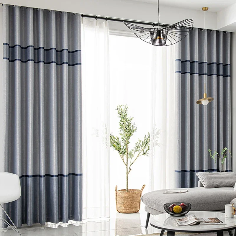 Modern Stripe Blackout Curtain for Living Room, Customized Window Curtains, Ready Made, High Quality, New Design