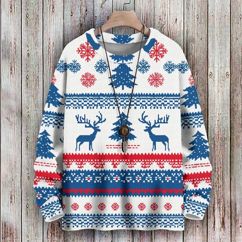 

Ugly Christmas Eagle Deer Snowflakes Casual Printed Sweatshirts Couples Outfit Family Holiday Pullovers Winter Tops Clothing