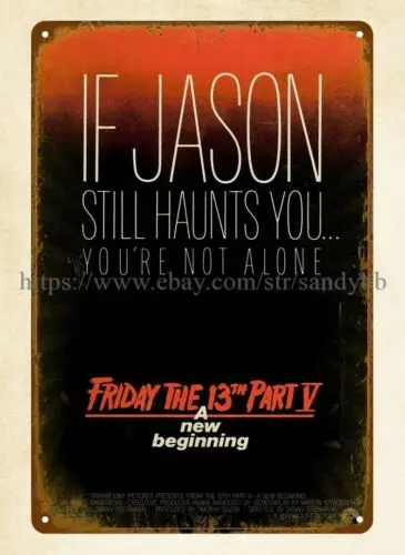 A New Beginning 1985 horror movie poster metal tin sign