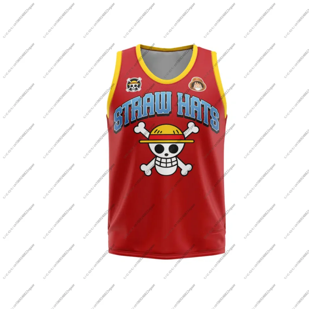 

Men Vest Sports Sportswear Top Sportswear Exercise Gym Gift Strawhats Luffy One Piece Basketball Jersey Fitness Breathable Tee