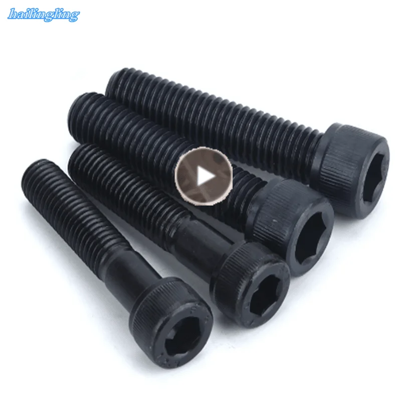 5-50pcs M1.6 M2 M2.5 M3 M4 M5 M6 M8 Black Grade 12.9 Steel DIN912 Hexagon Hex Socket Cap Allen Head Bolt Screw Length 2-80mm