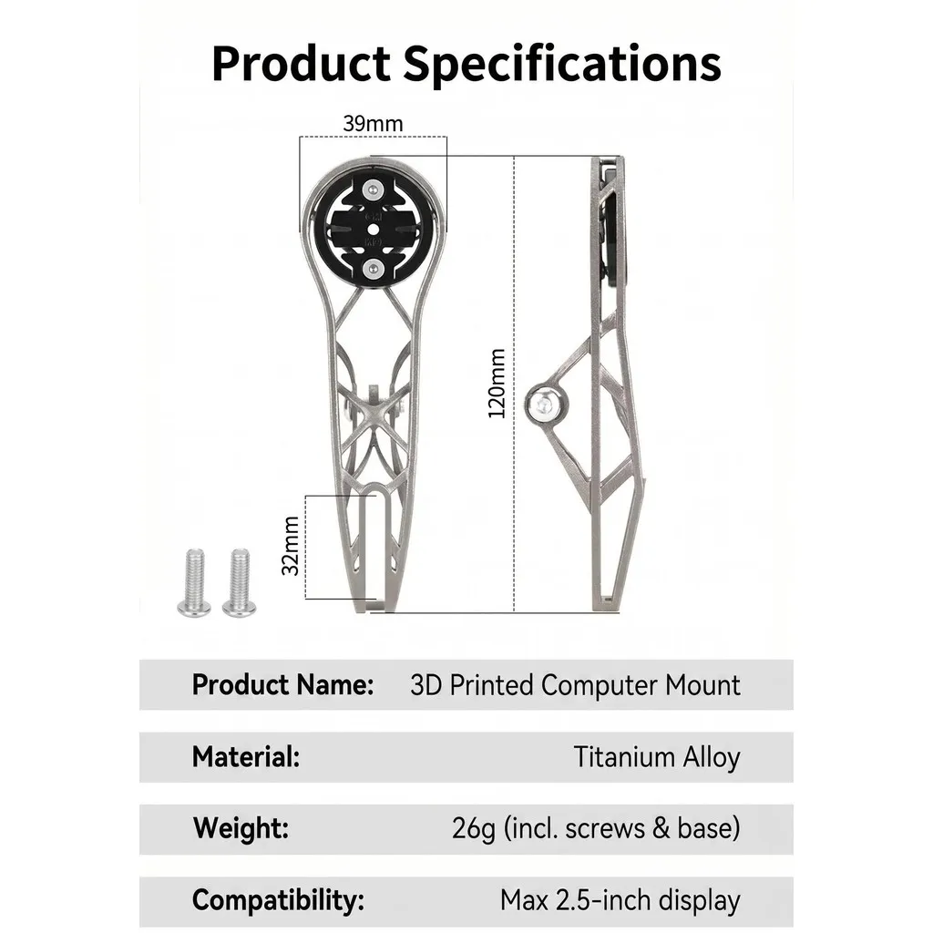 For Integrated Handlebar Titanium Alloy 3D-Printed Bicycle Computer Mount Compatible With Gopro/GPS/Garmin/Bryton Bike Parts