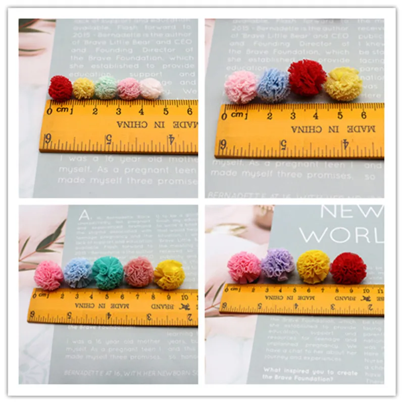 10-25mm Mesh Elastic Flower Ball DIY Lace Craft Tennis PomPom Pendant Hairpin Jewelry Decoration Making Accessories 24-96 Pieces