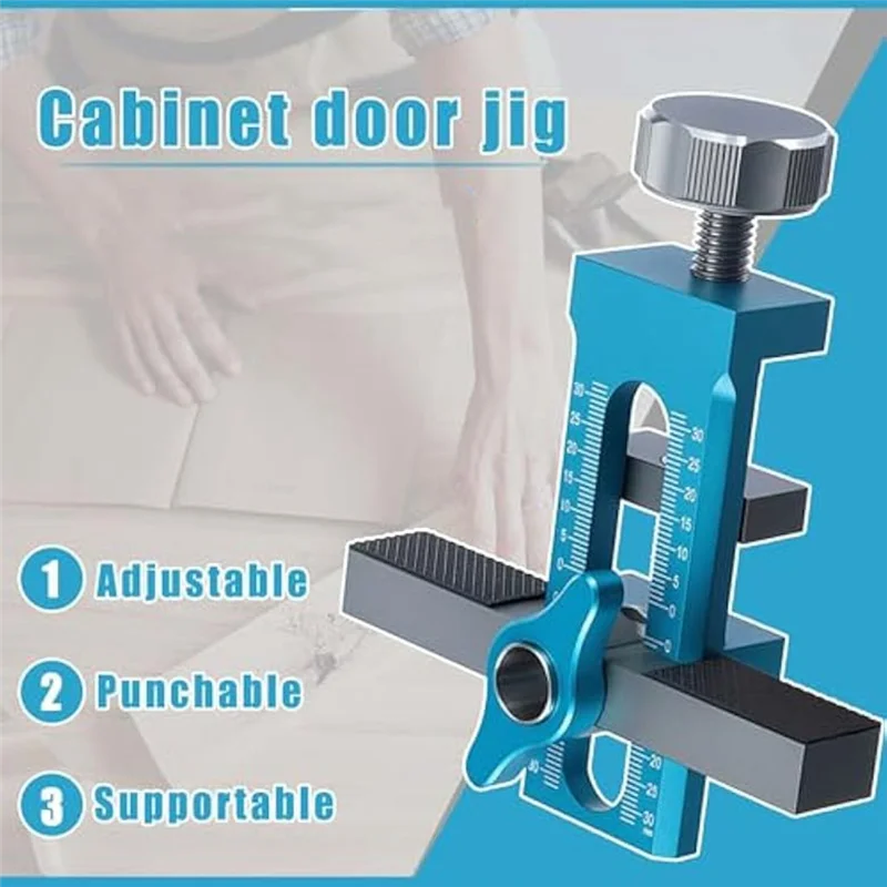 

B08B-Cabinet Door Installation Positioner Cabinet Door Rebound Device Hole Punch Aluminum Cabinet 2 In 1 Cabinet Door Jig