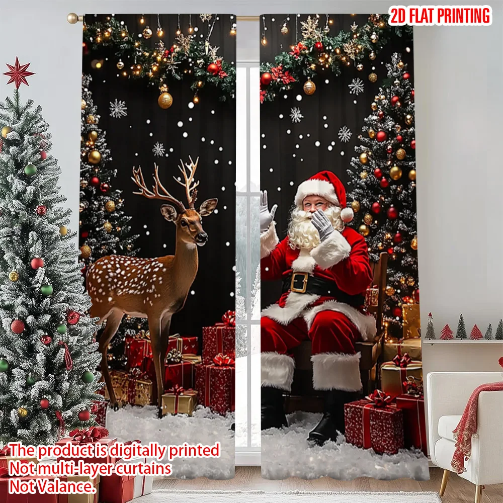 

2pcs 2D flat printing Christmas Drapes Christmas 03 Fabric Without Electricity Spring Party & Holiday Decor for room decor