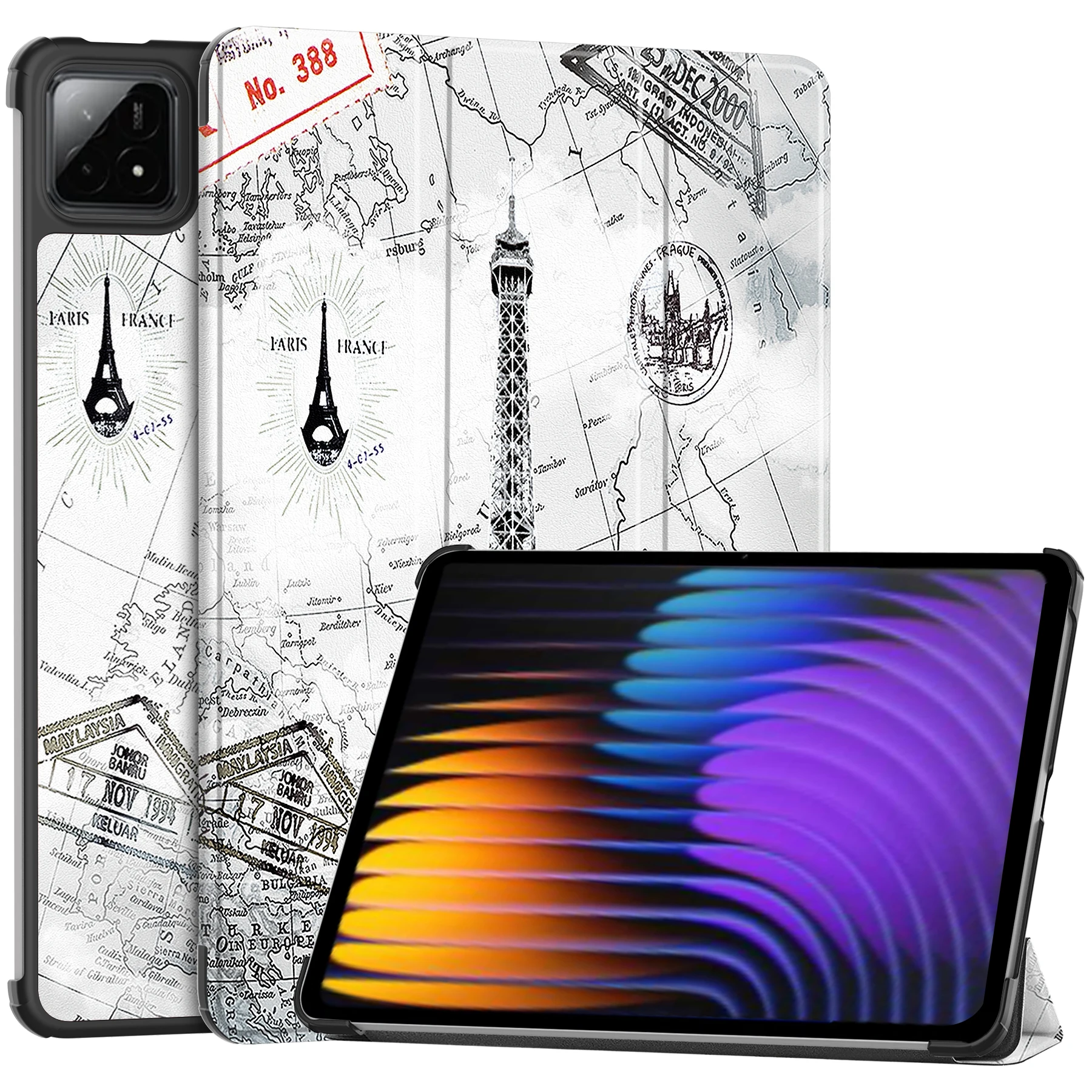 Cute Painted Fold Stand Case For Official Xiaomi Pad 7 Pro 2024 11.2 inch Smart Cover Auto Sleep Kids Funda Luxury PU Leather