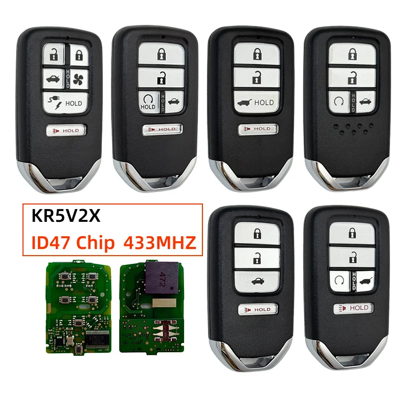 KR5V2X Proximity Car Remote Key 433MHz ID47 Chip For Honda CRV HR-V Civic Odyssey City Jazz Pilot XRV URV Venzel 2016-2022