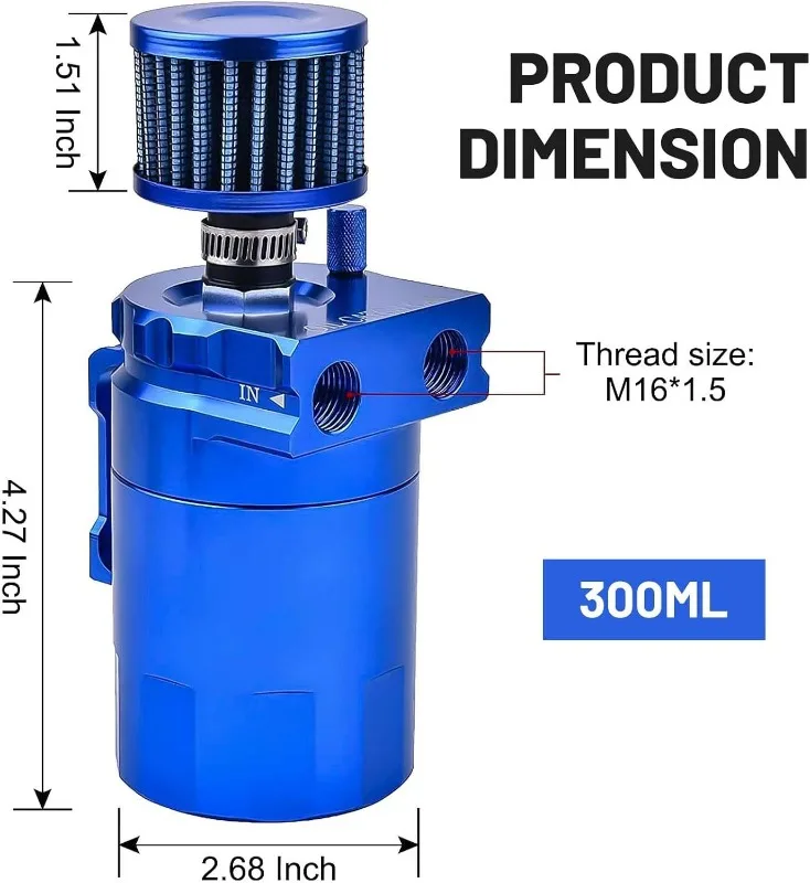 Automobile modification general ventilation machine oil pot 300ML with air filter oil pot aluminum alloy oil recovery intake pot