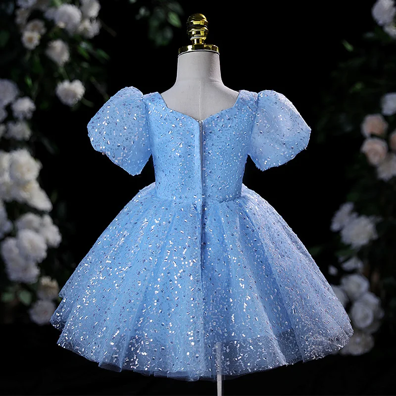 Bling lila Pailletten Prinzessin Ballkleid Kleid für Mädchen Geburtstag Karneval Festzug Party kleid für 2-14 Jahre Kinder süß – Detail 21