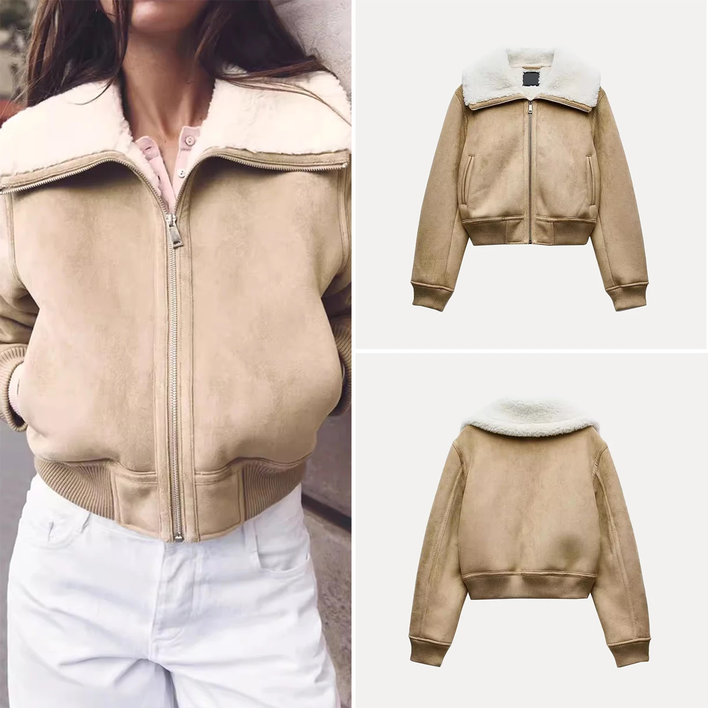 

Faionable Double-Sided Jaet Outerwear for Women Autumn 2025 Personalized Versatile Z Brand Ladies' ort Coat