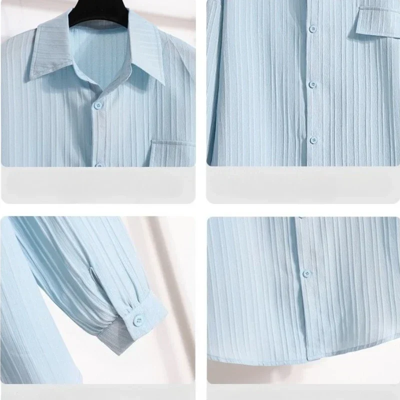 بلوزة نسائية بياقة بولو لعام 2025 قميص للحماية من الشمس بلون سادة وأكمام طويلة أنيق لصيف 2025 ملابس خارجية غير رسمية #6