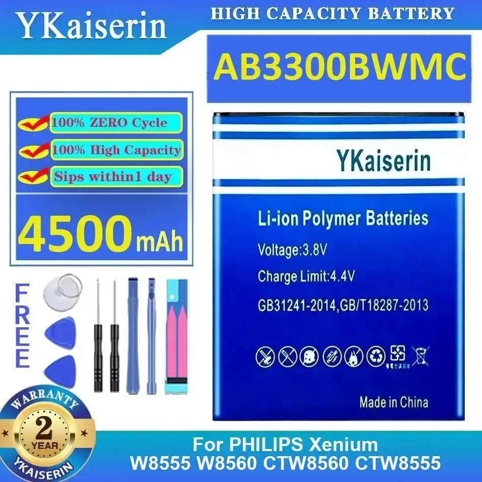 

Premium Replacement Mobile Phone Battery AB3300BWMC For Philips Xenium W8555 W8560 CTW8560 CTW8555 Stable 4500Mah