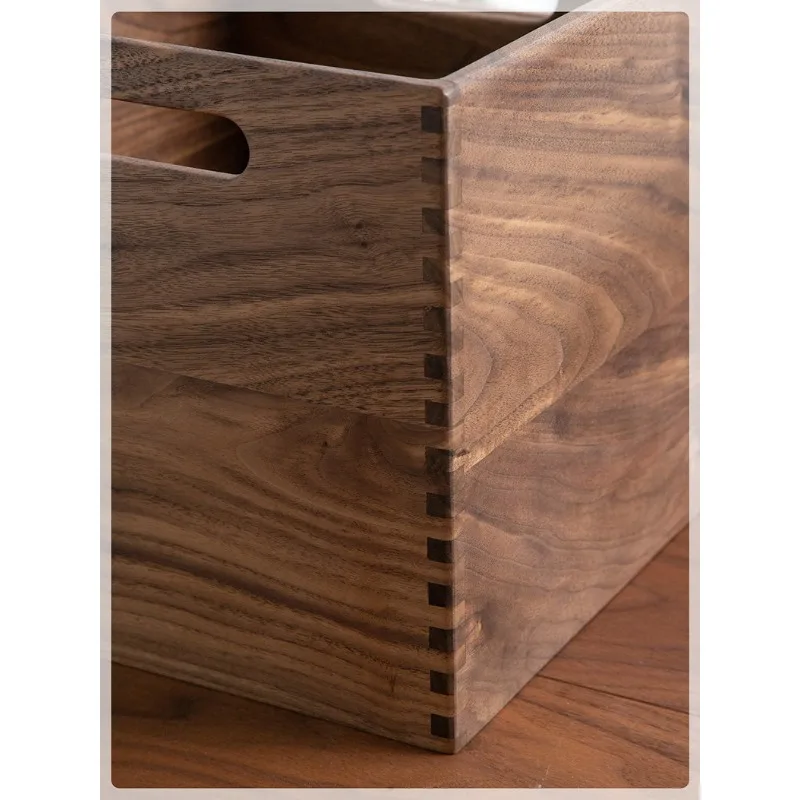 Desktop storage box, black walnut, traditional dovetail mortise and tenon structure, storage box, wood home furnishing